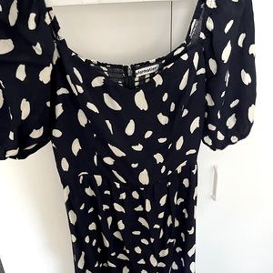 Reformation Puff Sleeve Midi Dress Navy 4P